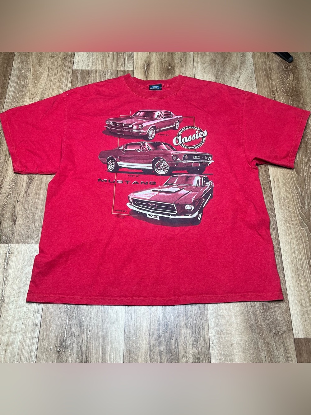 60s n 70s Classic Muscle CARS red graphic XL 66 67 68 Mustangs t shirt FORD